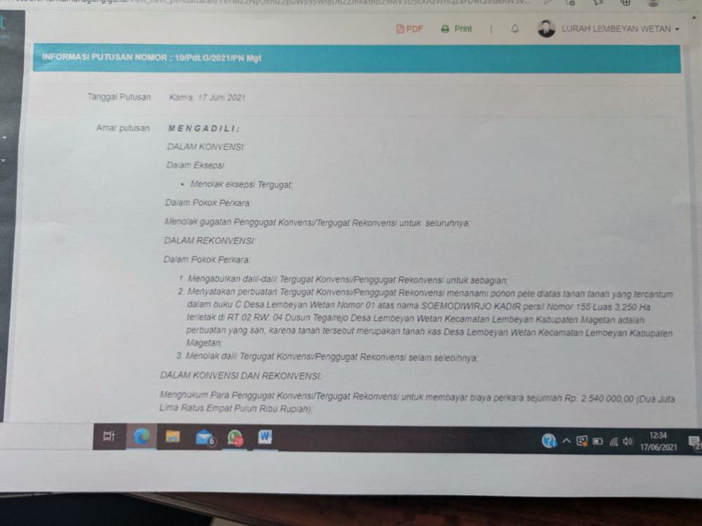 HASIL SIDANG PENANAMAN PETE DI MANDESAN